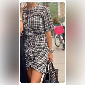Isabel Marant Etoile ruched plaid dress Size FR 36/US 4.